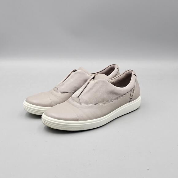 ECCO Women's Size 6 US 37 EU EUC Soft 7 Slip On 2.0 Beige Leather Sneakers Shoes - Picture 3 of 8